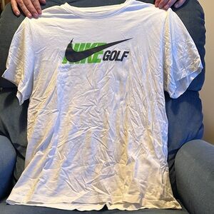 Nike Golf White and Green Short Sleeve Tee